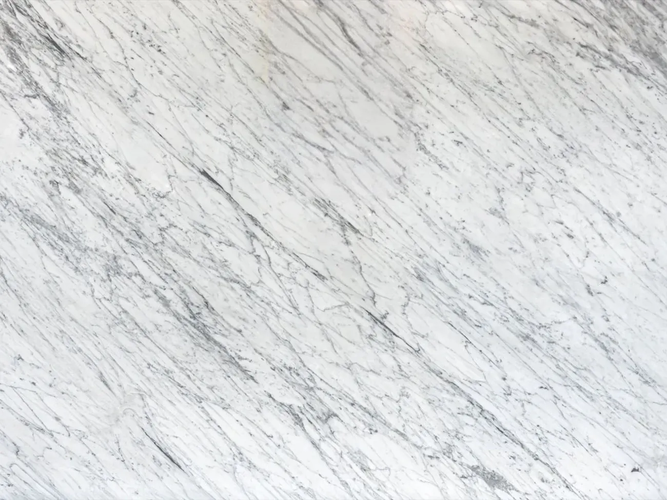 Placa entera de mármol Carrara C, fondo blanco con vetas gris claro