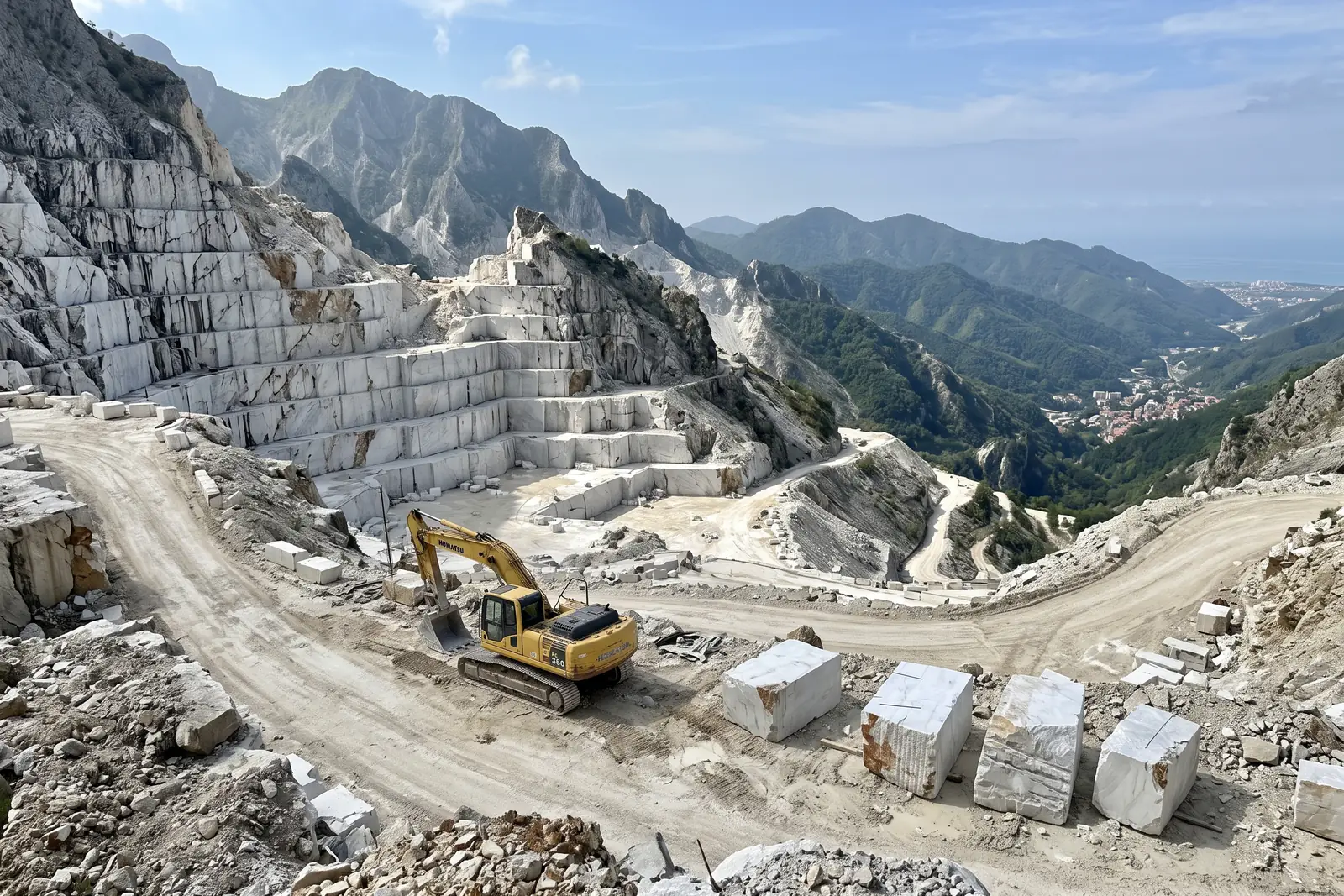 Cantera de mármol blanco en Italia
