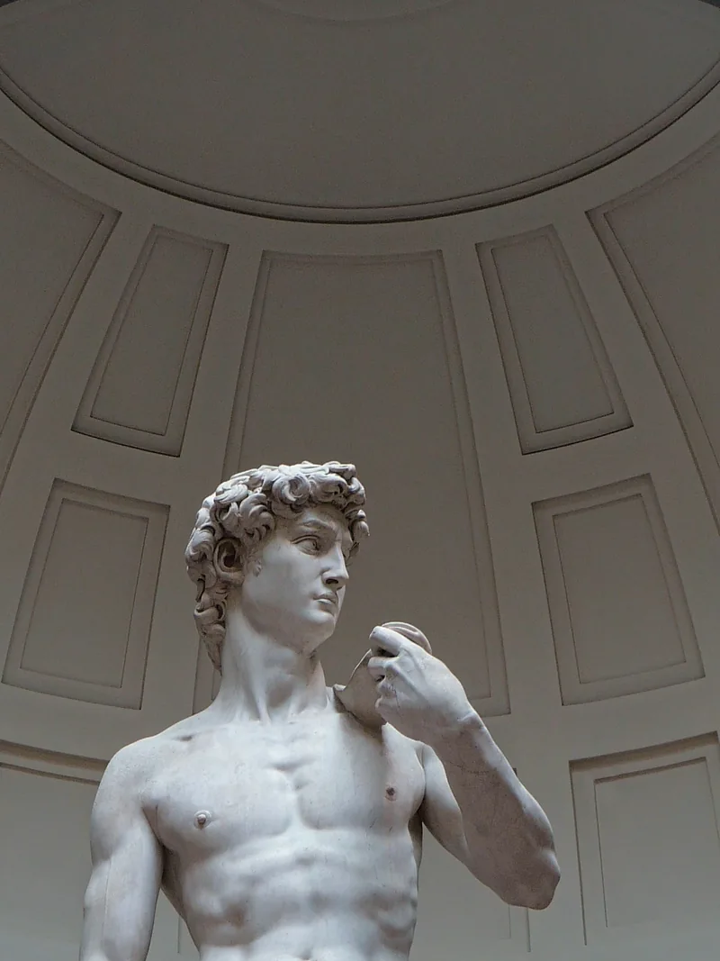 El David de Miguel Ángel, tallado en mármol de Carrara, en la Galería de la Academia de Florencia