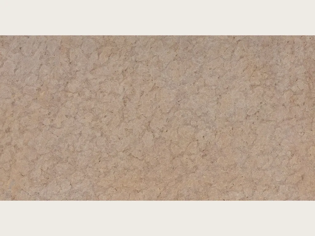 Placa de Arenisca Santafiora Fiorita: beige tostado con una red de manchas algo más oscuras en craquelado suave y superficie mate.