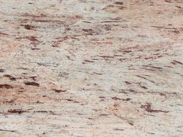 Placa de Granito Ivory Brown: fondo marfil con trazos horizontales rojizos y burdeos