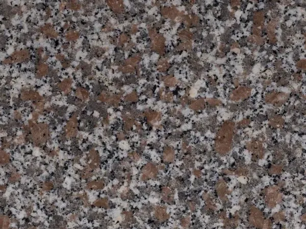 Placa de Granito Limbara: grano rosado marrón con cristales blancos y negros