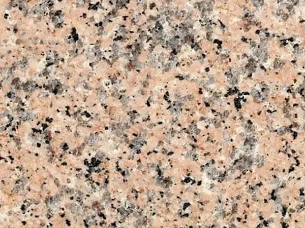 Placa de Granito Rosa Porriño: rosa salmón de grano medio con puntos negros y grises
