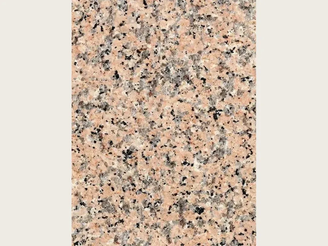 Placa de Granito Rosa Porriño: rosa salmón de grano medio con puntos negros y grises