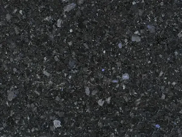 Placa de Granito Stargate: fondo gris antracita granulado con cristales grises y violáceos, acabado pulido
