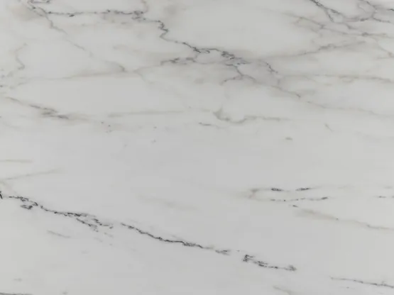 Detalle del mármol blanco Colorado Gold: veta fina gris oscuro ondulada sobre fondo claro