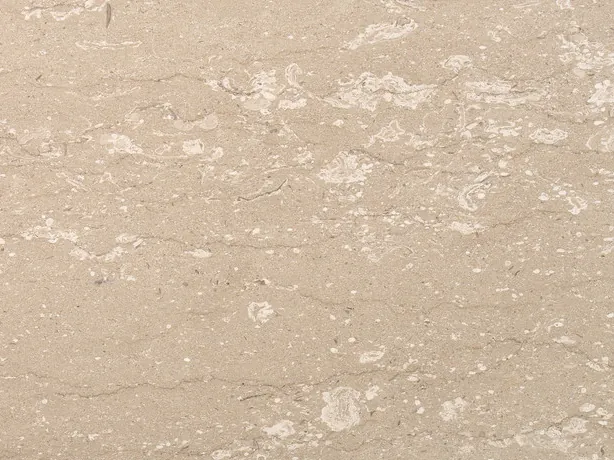 Detalle del Perlatino: manchas crema pequeñas alineadas en horizontal sobre el fondo beige