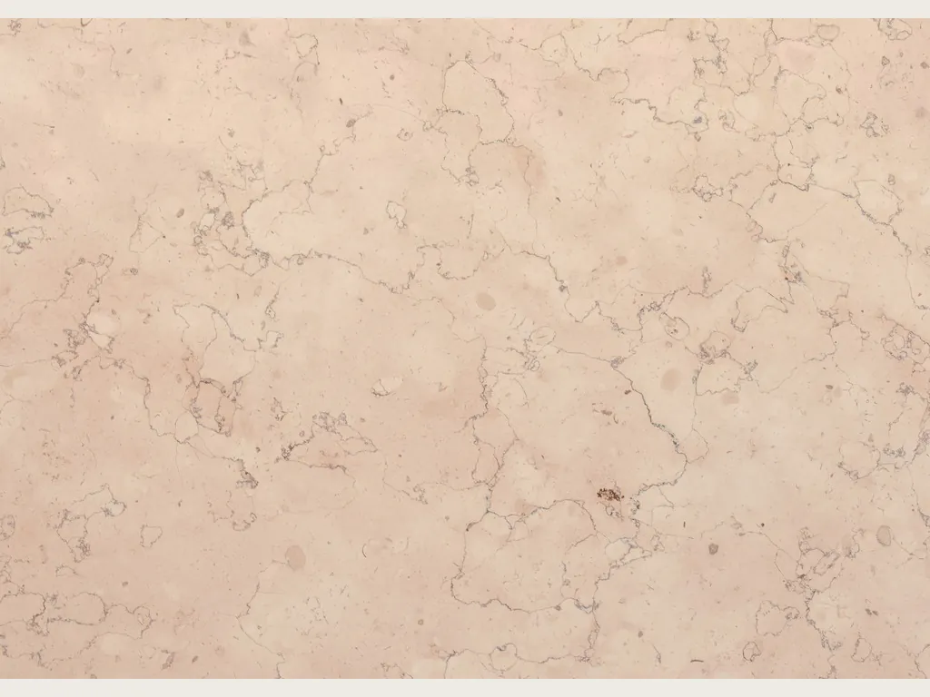 Placa de Mármol Rosa Perlino: fondo beige rosado claro con una red suave de líneas finas onduladas