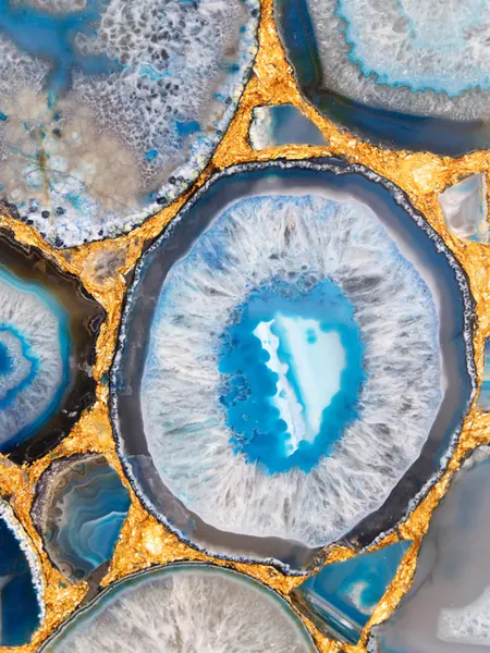 Ágata Azul con Hoja de Oro